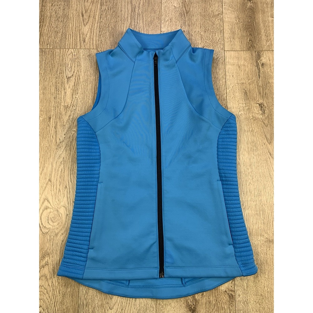 Under Armour Vest Womens MED Cold Gear Fitted Full Zip Teal Stretch Sleeveless